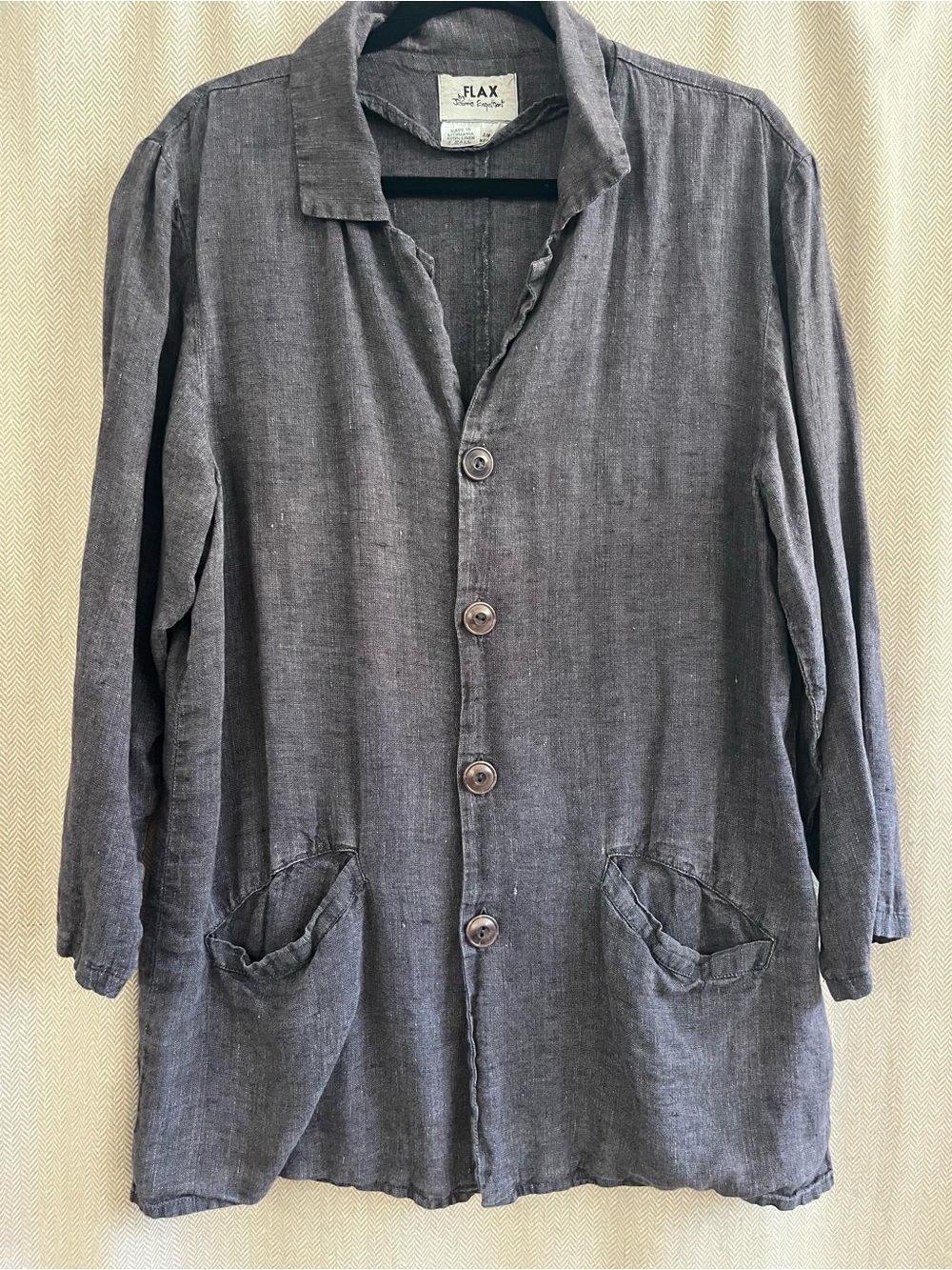 Artist Flax by Jeanne Engelhart Dark Charcoal Linen Button Down Shirt